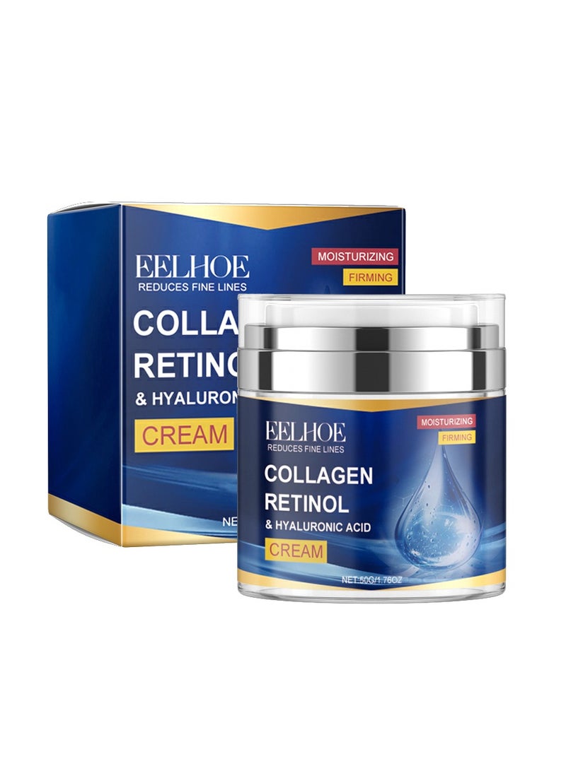 EELHOE Collagen Face Moisturizer, Natural Anti-Aging Firming Face Cream, Anti-Aging Face Moisturizer with Hyaluronic Acid, Retinol Face Cream, Slow Down Aging, Reduce Wrinkles and Fine Lines 50g - Image 1