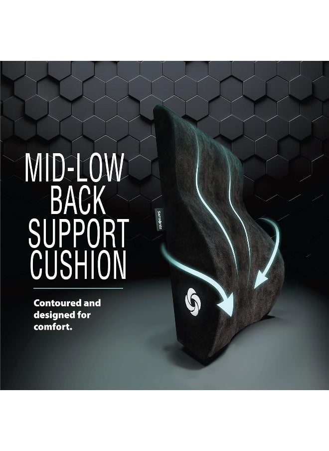 SAMSONITE, [Mid-Low] Back Support Lumbar Pillow for Office Chair or Car Seat, [HIGH GRADE - MEMORY FOAM], Boost your Back Comfort Zone, Versatile Use Supportive Cushion with Soft Plush Cover