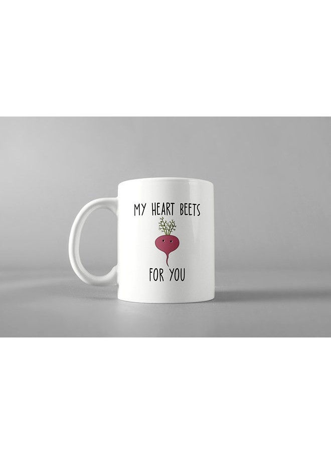 Giftmate - Giftmate My Heart Beets For You Printed Ceramic Tea and Coffee Mug 320ml - Image 1