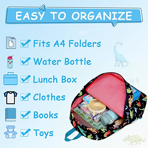 VASCHY Dinosaur Backpack for Boys, Kids Water Resistant Lightweight Backpack for Toddlers Daycare Preschool Blue - Image 3