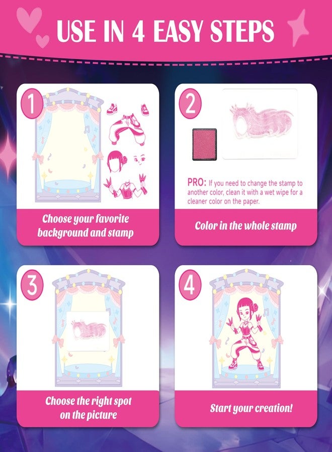Timetome K-Pop Aesthetic Stamp Set for Kids, Interchangeable Dress-Up Stamps with 22 Designs, DIY Creative Art Toy, Washable Ink, Role Play & Fashion Play, Birthday Gift for Girls & Boys Ages 3-12 - Image 5