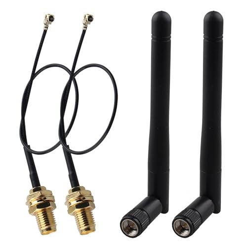 Futheda 2pcs 433MHz Folding Rod Antenna 3dBi SMA Male Omni-Directional Aerial + 15cm UFL MHF1 to SMA Female Pigtail Coaxial Cable for Wireless Network Router WiFi Cellular Telephone Handsets - Image 1