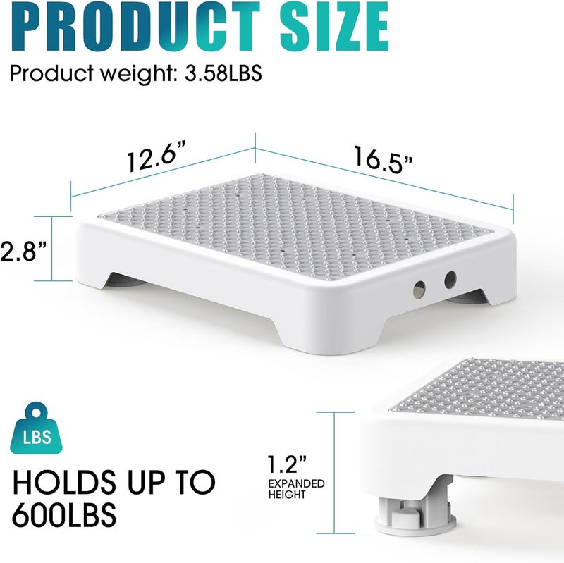 SPACELEAD Mobility Step Stool for Adults & Seniors, Indoor/Outdoor Portable Stair Assist, Anti-Slip Platform for Bathroom， Kitchen, Office, and Bedroom, 600lbs Capacity, White Gray - Image 2