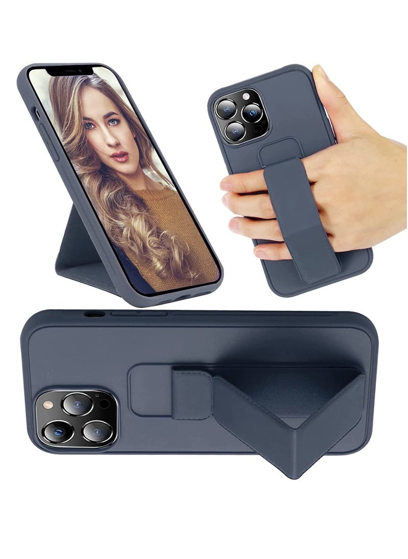 BORTONY - iPhone 14 Pro Max 6.7 Case with Magnetic Stand and Holder Premium Silicone Vertical and Horizontal Hand Strap and Grip and Multi Stand Car Mount Kickstand Case Finger Strap Cover - Image 1