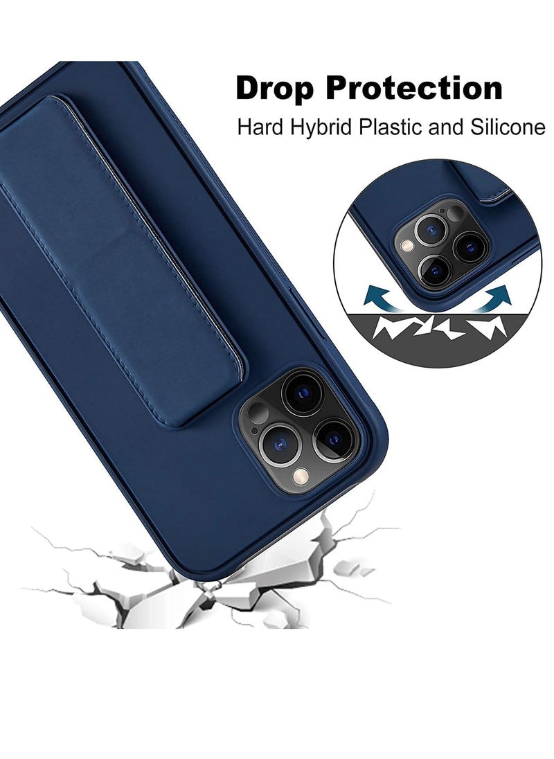 BORTONY - iPhone 14 Pro Max 6.7 Case with Magnetic Stand and Holder Premium Silicone Vertical and Horizontal Hand Strap and Grip and Multi Stand Car Mount Kickstand Case Finger Strap Cover - Image 1