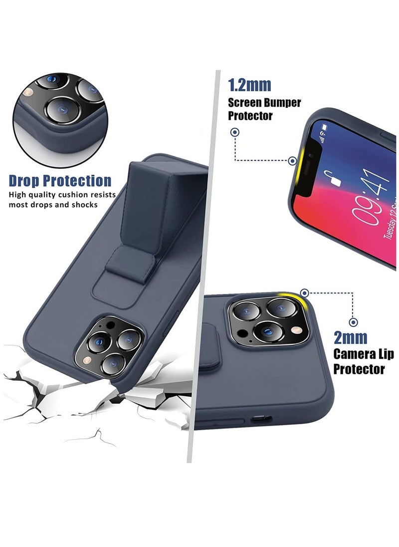 BORTONY - iPhone 14 Pro Max 6.7 Case with Magnetic Stand and Holder Premium Silicone Vertical and Horizontal Hand Strap and Grip and Multi Stand Car Mount Kickstand Case Finger Strap Cover - Image 1