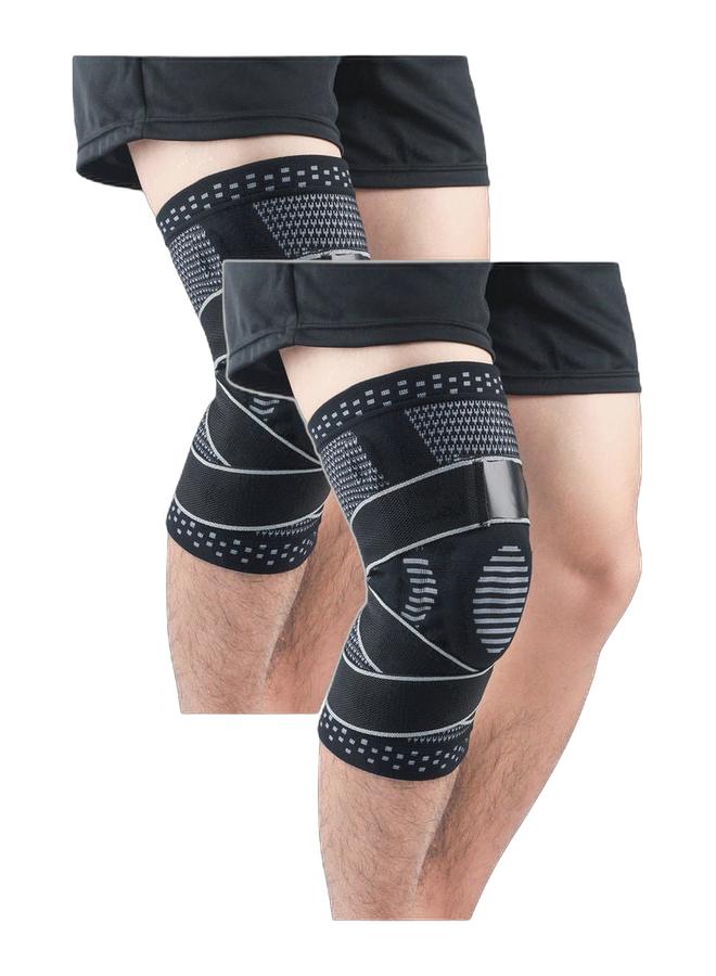 2 Pair of Knee Braces Support Protector Knee Pad Compression Sleeve Non-Slip for Men Women Hiking Soccer Basketball M M Bundle - Image 1