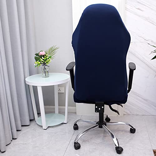 WOMACO Gaming Chair Slipcover Stretch Seat Chair Cover for Leather Computer Reclining Racing Ruffled Gamer Chair Protector (Dark Blue, One-size) - Image 3