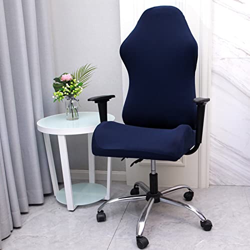 WOMACO Gaming Chair Slipcover Stretch Seat Chair Cover for Leather Computer Reclining Racing Ruffled Gamer Chair Protector (Dark Blue, One-size) - Image 2