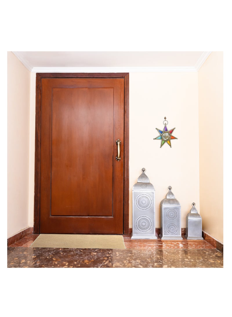 هلالفل حامل شموع هلال فول يدوي الصنع، فانوس عتيق كبير الحجم | فضي | ديكور منزلي داخلي وخارجي، يُعلق على الطاولة | مناسب لرمضان، عيد الفطر، ديوالي، حفلات الزفاف، والمناسبات | حديد - Image 2