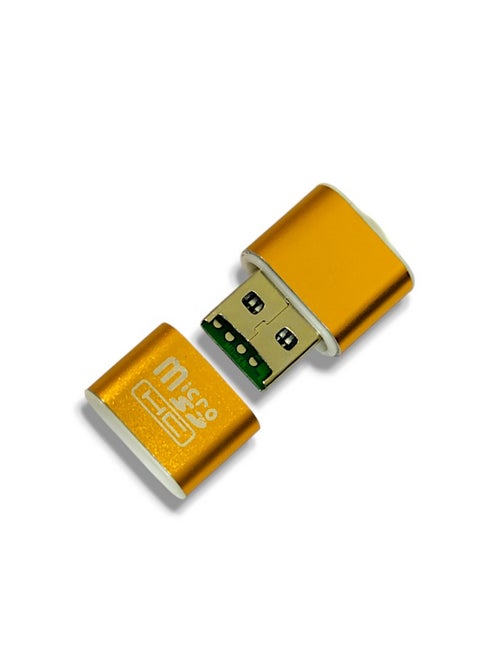 Mini USB 2.0 High Speed ​​Micro SD Card Reader - Portable TF Card Adapter (Gold)