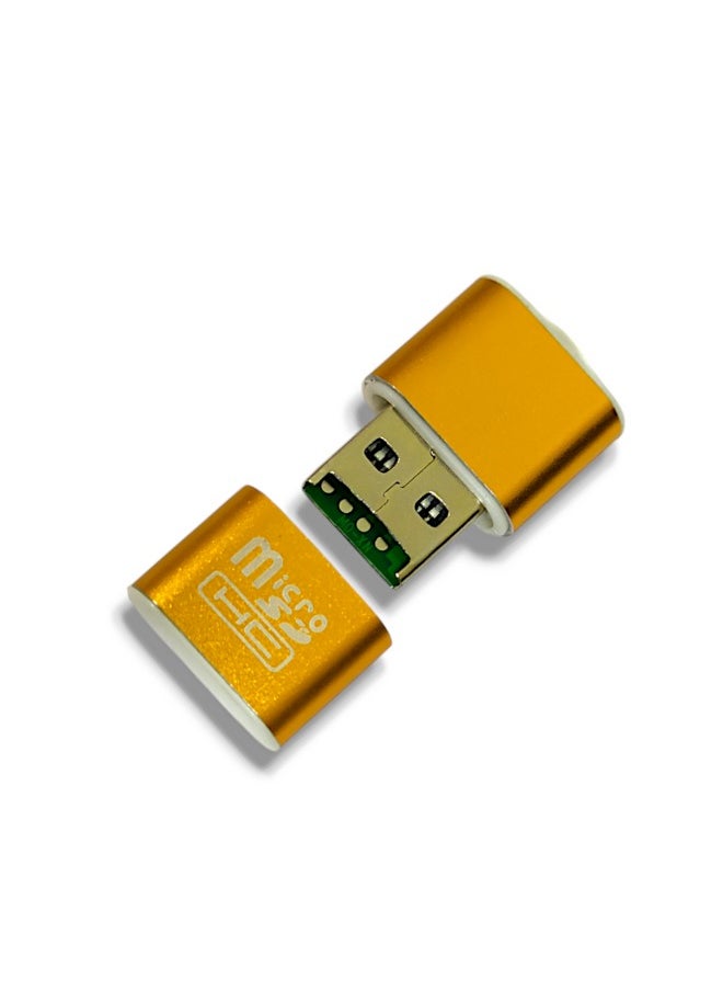 Mini USB 2.0 High Speed ​​Micro SD Card Reader - Portable TF Card Adapter (Gold)