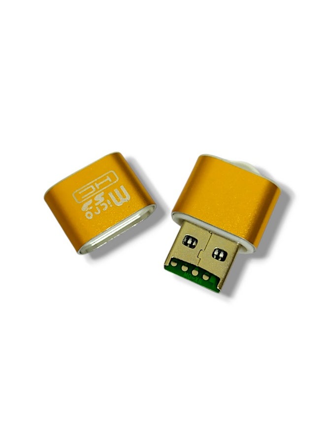 Mini USB 2.0 High Speed ​​Micro SD Card Reader - Portable TF Card Adapter (Gold)