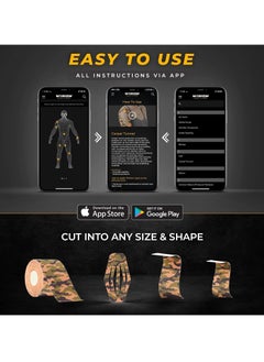 FLYROAD Kinesiology Tape, 1 roll of 5 meters of breathable cotton sports tape for ankle, knee pain, elbow and shoulder muscles, (Green camouflage)  - Image 3