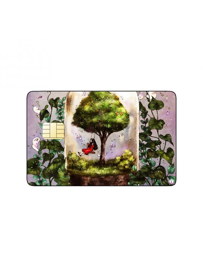 RKN PRINTED BANK CARD STICKER Cute Girl Drawing In A Glass Jar - Image 1