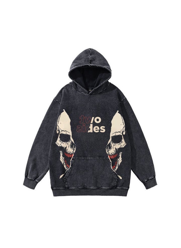 Generic - New Hiphop Green Zip Hoodie Men Urban Harajuku Anime Print Long Sleeve 8 Black Washed Old Hoodie - Image 1