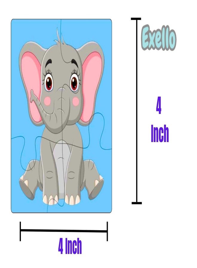 EXELLO 4 Piece Wooden Puzzle for Kids - Set of 2 Animals Jigsaw Puzzle, 4x4 Inches Size - Image 2