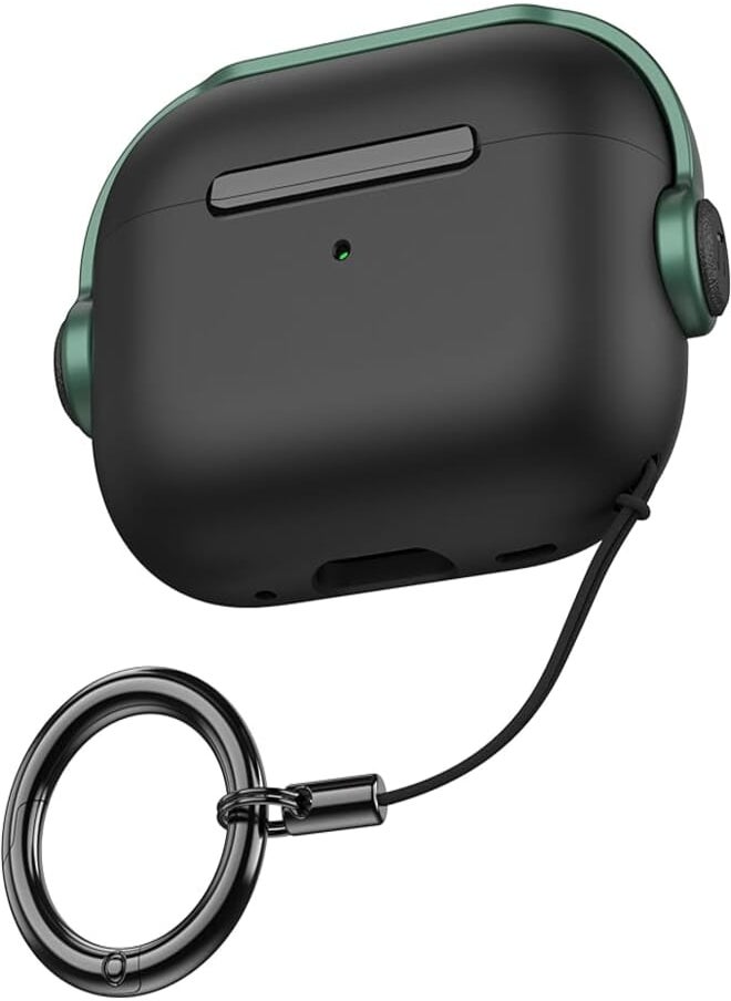 Next - Next store Protective Case for Airpods Pro 2 Mobile [with Locking Cover] [Front LED Visible] (Black & Green) - Image 1