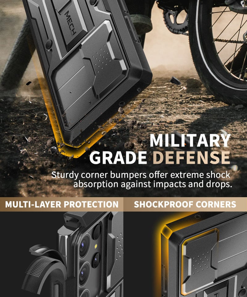 TONGATE for Samsung Galaxy S23 Ultra Case, [Built-in Slide Camera Cover & Screen Protector] [2 Front Frame] Military Grade Shockproof S23 Ultra Phone Case with Kickstand & Belt-Clip 6.8", Black - Image 4
