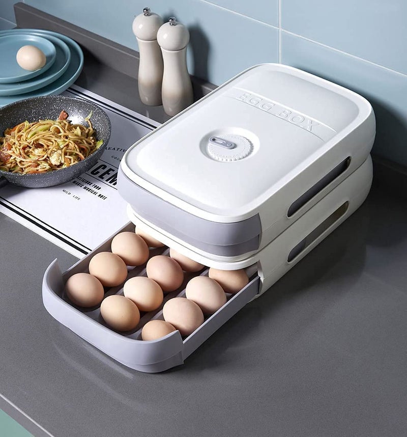 Cyrox Drawer Type Egg Fresh Storage Box Organizer Kitchen Egg Tray Refrigerator Storage Container Plastic Egg Container Case - Image 3