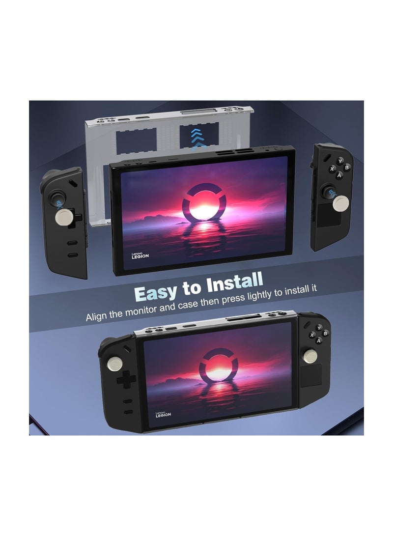 SOLARAE Legion Go Hard Shell Protective Case for Lenovo Legion Go Handheld, Includes 2 Pairs of Controller Thumb Grip Caps and Monitor Protector, Anti-Collision Design (Clear) - Image 3