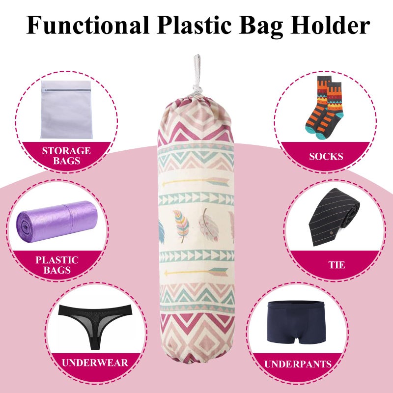 TOGETRUE Plastic Bag Holder, Wall Mount Plastic Bag Organizer Dispenser, Heavy Duty Grocery Bag Storage Holder for Home Kitchen Camper (Pink Style) - Image 4