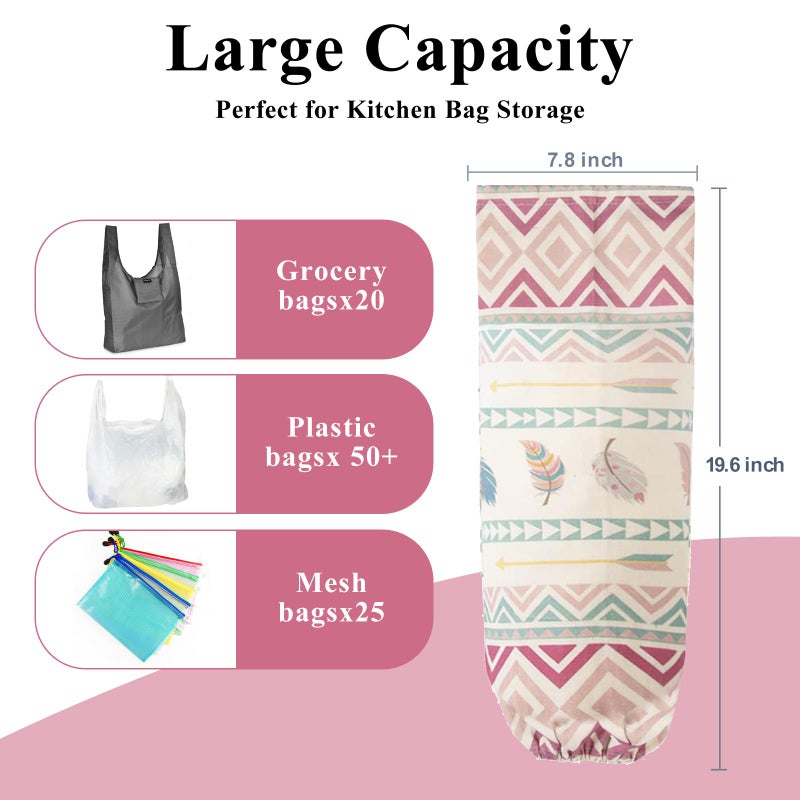 TOGETRUE Plastic Bag Holder, Wall Mount Plastic Bag Organizer Dispenser, Heavy Duty Grocery Bag Storage Holder for Home Kitchen Camper (Pink Style) - Image 3