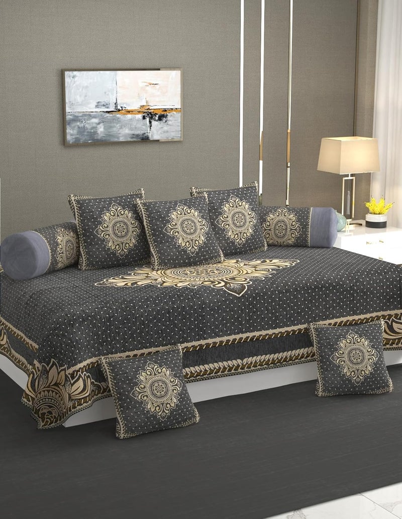 MULTITEX Heavy Chenille Velvet Sofa Cover with diwan Set and Table Cover Combo Set of 21 psGrey - Image 2