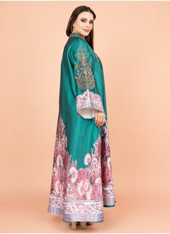 اكسا جلابية كرستال انيقة منقوشة IK1016 تركوازي  - Image 3