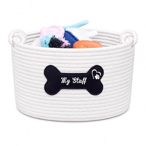 JUPPE Pet Dog Basket with Personalized Name Dog Toys Storage Organizer Custom Cotton Rope Basket Nursery Decor Pet Dog Basket - Image 1