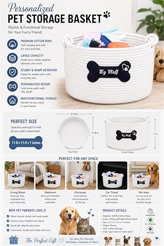 JUPPE Pet Dog Basket with Personalized Name Dog Toys Storage Organizer Custom Cotton Rope Basket Nursery Decor Pet Dog Basket - Image 3