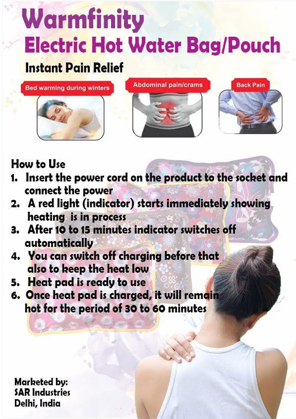 Warmfinity hot water bag Bottle Heating Bag Gel for pain relief, Electric hot pad for back pain (Multicolour) - Image 2