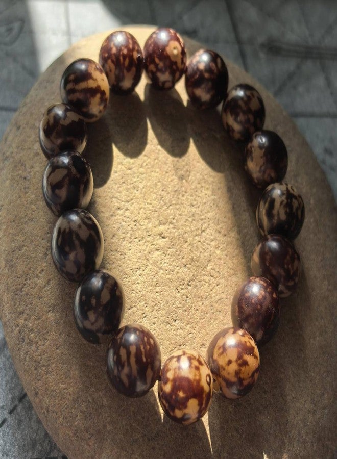 BERSHNOR Natural Amber Bodhi Bracelets for Yoga, Meditation, Healing, 15mm Round Beads Handmade Stretch Bracelet 6.5-7" Unisex - Image 5