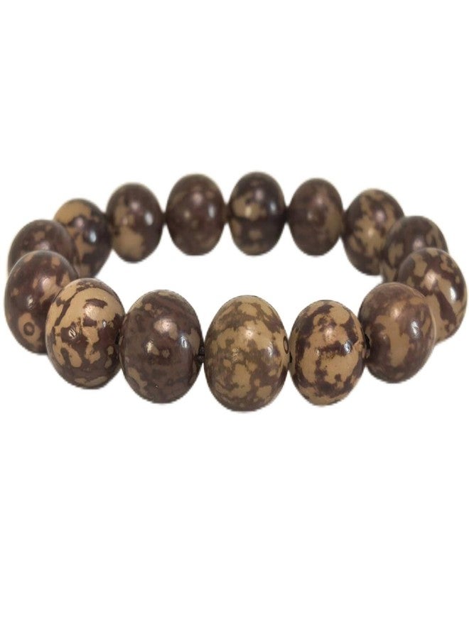 BERSHNOR Natural Amber Bodhi Bracelets for Yoga, Meditation, Healing, 15mm Round Beads Handmade Stretch Bracelet 6.5-7" Unisex - Image 1