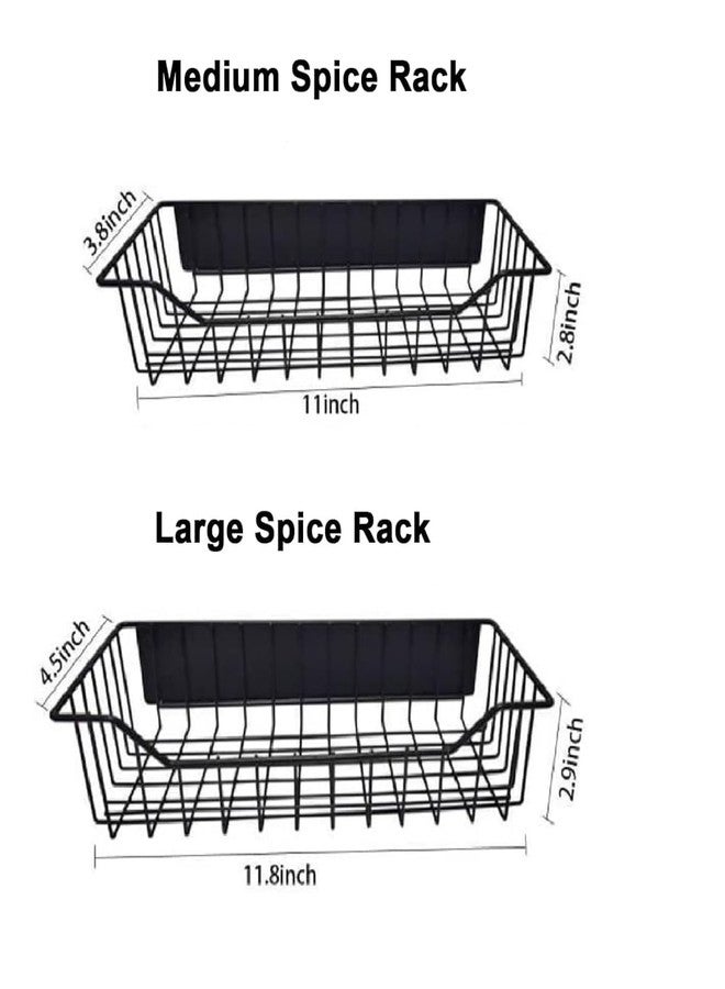 KAREZONINE رف توابل مغناطيسي من كارزونين، عبوة من 4 قطع، رف مغناطيسي قوي، رف تخزين توابل للثلاجة، مناسب للمطابخ الصغيرة والشقق والخزائن المعدنية، لحفظ التوابل والبرطمانات والزجاجات والمشروبات والزيوت والملح والفلفل. - Image 3