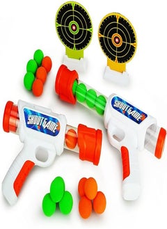 BOLEY Boley Blast Poppers Toy Gun Shooting Game - 2 Pack Foam Ball Blasters with 32 Foam Balls & 2 Targets - Fun Safe Toy Guns for Kids Ages 6+ - Outdoor Indoor Play - Improve Hand-Eye Coordination 