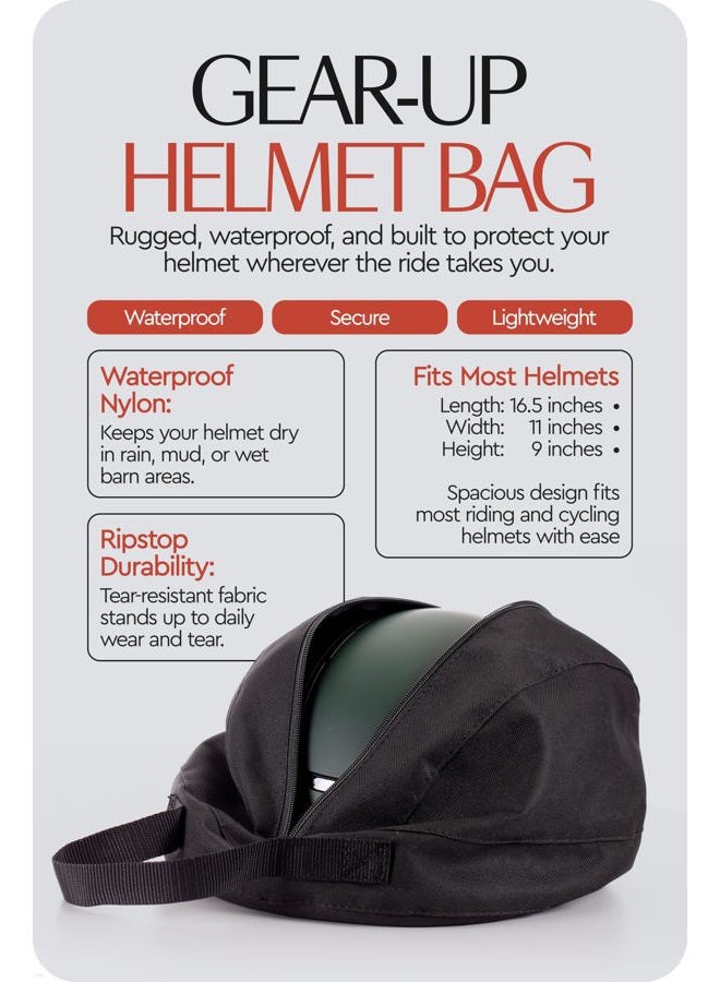 horze Helmet Bag, Riding Helmet, Breathable and Waterproof, One Size, Black, One Size - Image 2
