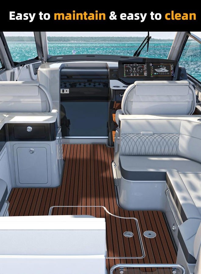 FOCEAN Boat Flooring EVA Foam Boat Decking, Faux Teak Marine Mat Boat Carpet Sea Deck Marine Flooring for Motorboat RV Yacht Kayak Surfboard, 94.5''x 15.7'', Dark Brown+Black Lines - Image 5