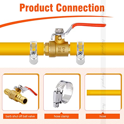 Horiznext 1/2 inch mini 2 way brass barb air ball valve for water gas fuel shut cut off 16mm pex tubing, (2 pcs in pack) - Image 3
