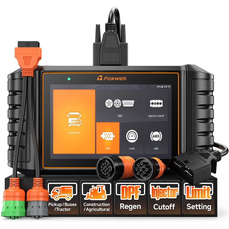 FOXWELL HD500 Heavy Duty Truck Scanner with DPF RegenInjector CutoffLimit Setting Full System Diesel Diagnostic Scan Tool for Cummins Detroit Caterpillar Paccar Hino  More Pickup Semi Trucks