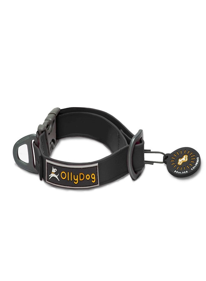 OllyDog طوق OllyDog Tilden، طوق مقاوم للماء للكلاب مع مشبك سريع الفتح، حزام منسوج مقاوم للروائح، طوق خفيف الوزن للكلاب الكبيرة والمتوسطة والصغيرة (صغير، أسود) - Image 1