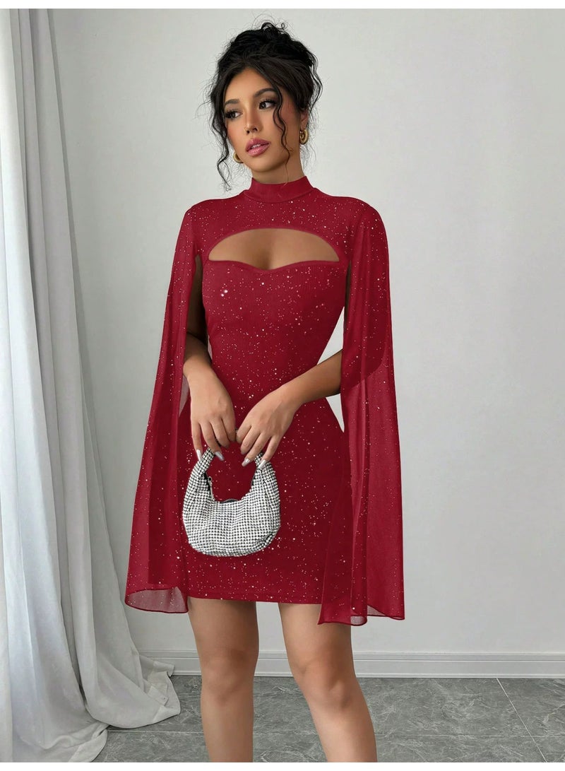 general Pearl chiffon capelet full-skirted dress - Image 1