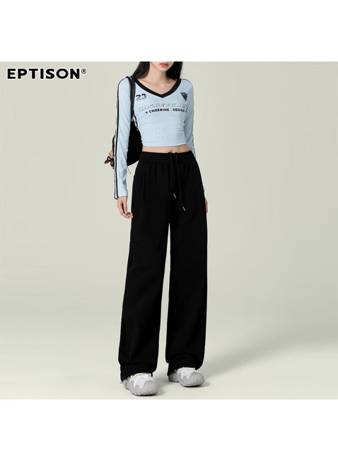 EPTISON Yipintiancheng Autumn Straight-leg Wide-leg Casual Pants For Women, Knitted Sports Trousers With High-end Feel, Loose-fitting Slimming Sweatpants - Image 1