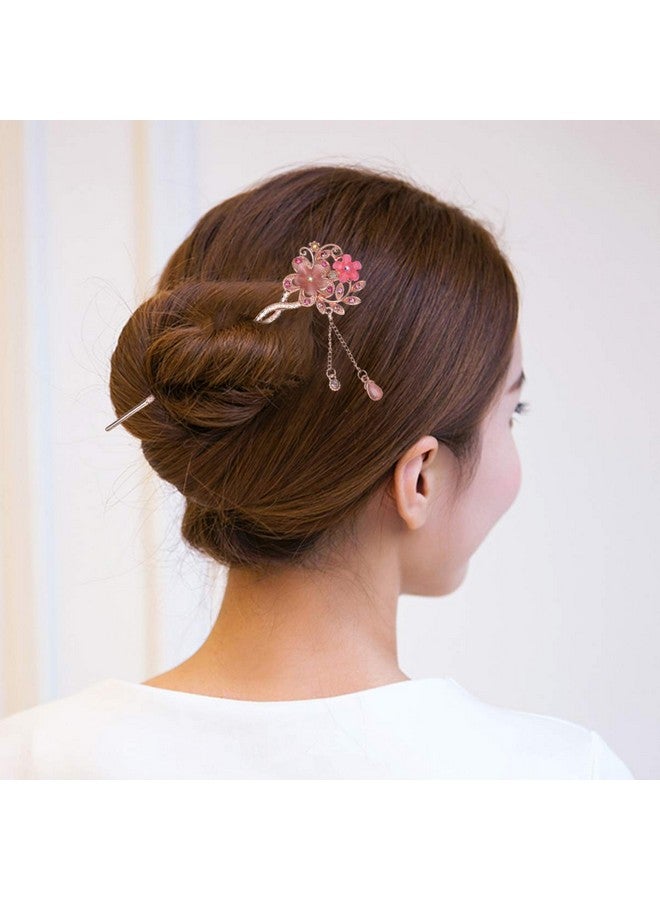 Lurrose Lurrose Rhinestone Pearl Flower Hair Stick Chinese Hair Chopsticks Vintage Retro Tassel Hair Pin Hair Styling Hair Making Accessories for Long Hair for Women Girls - Image 4