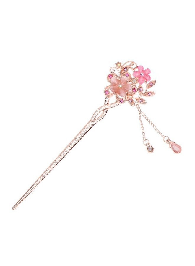 Lurrose Lurrose Rhinestone Pearl Flower Hair Stick Chinese Hair Chopsticks Vintage Retro Tassel Hair Pin Hair Styling Hair Making Accessories for Long Hair for Women Girls - Image 1