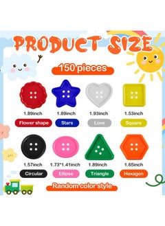 150 Pieces Big Bright Buttons for Kids 8 Vivid Colors and 8 Large Shapes for Crochet Knitting Arts and Crafts Projects Hand Made Gifts - pzsku/ZB2356623A0C24C24AD94Z/45/_/1736426524/54ef6e58-8f36-42b9-9781-d2c7ae2a7c50