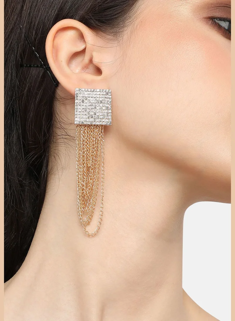 SOHI Gold Plated Designer Stone Party Drop Earring For Women