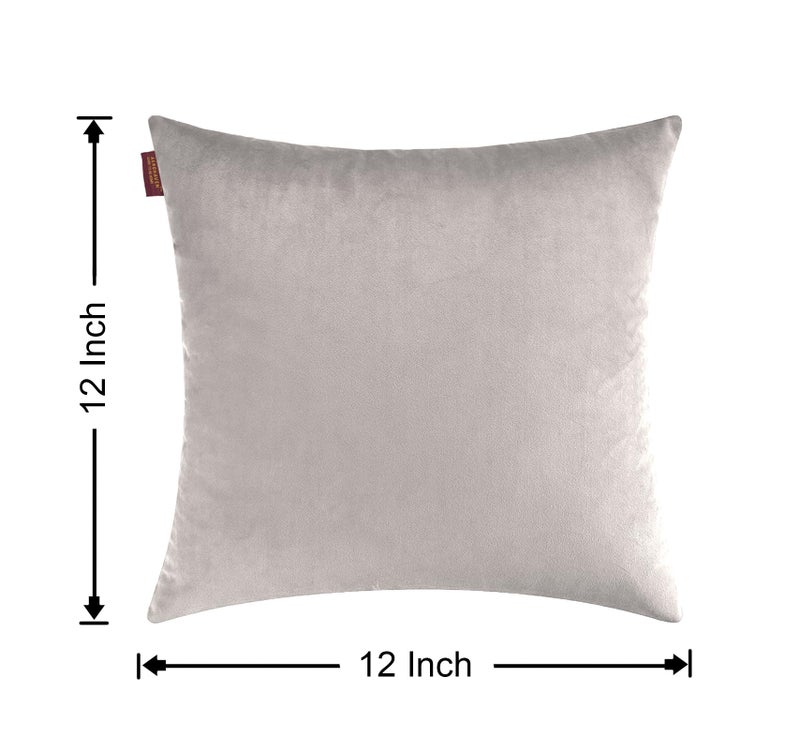 AEROHAVEN™ Premium Velvet Reversible Decorative Throw Pillow/Cushion Covers with Invisible Zipper - (12 x 12 Inch, Silver) - Image 3