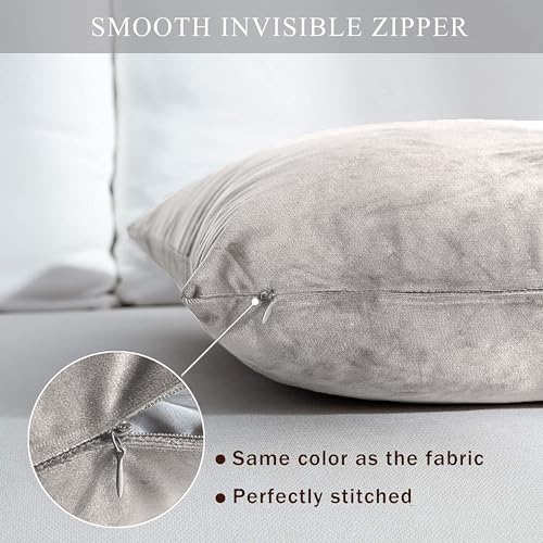 AEROHAVEN™ Premium Velvet Reversible Decorative Throw Pillow/Cushion Covers with Invisible Zipper - (12 x 12 Inch, Silver) - Image 5