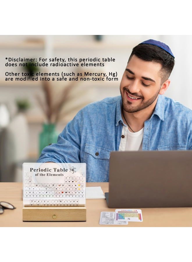 Megabox Periodic Table Of Elements with 83 Real Elements, Acrylic Periodic Table Display With Wooden Stand, 6x Chemistry Formula Reference Cards, Science Teacher Gift Classroom Decoration - Image 5